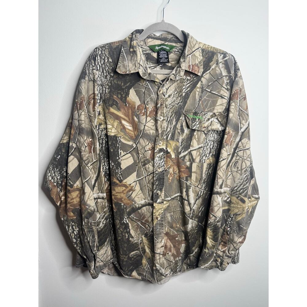 Remington Camo Hunting Realtree Button Up Long Sleeve Hunting Outdoor Shirt 2XL